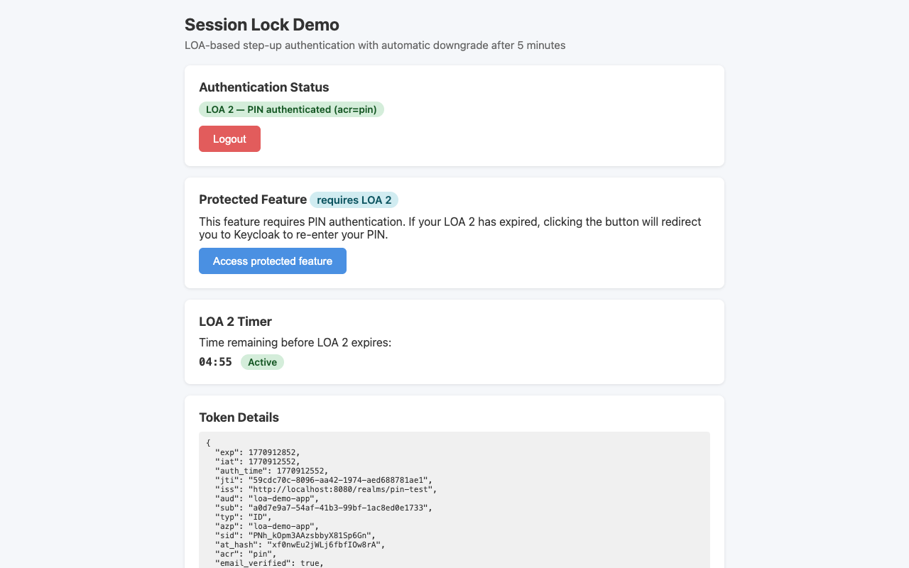 Demo app — LOA 2 with timer