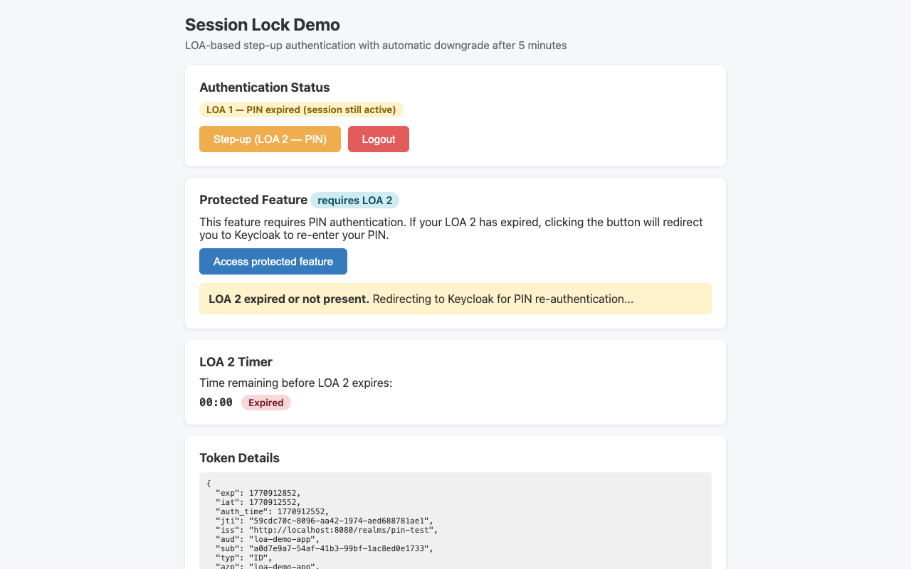 Session locked — LOA 2 expired