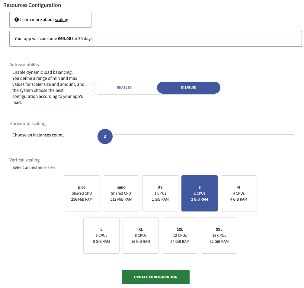 Horizontal Autoscaling Configuration