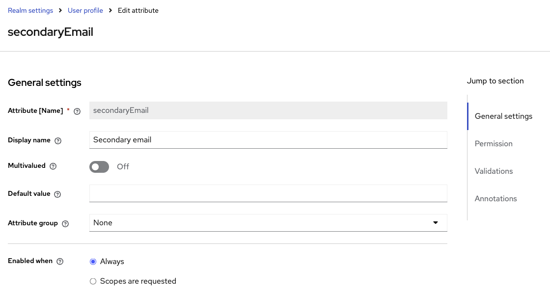 User profile with secondary email management